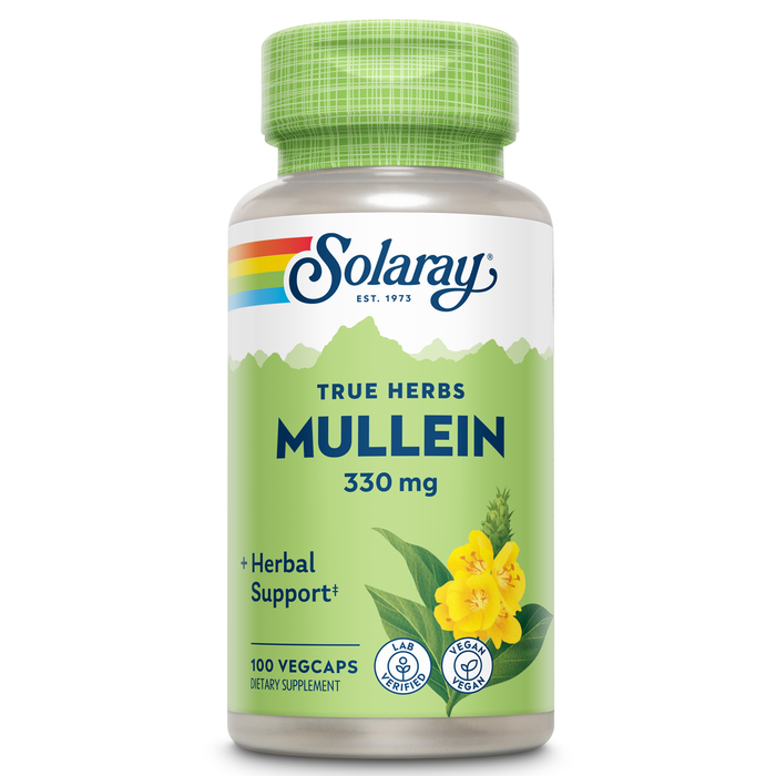 SOLARAY Mullein Leaf 330 mg - Soothing Herbal Support - Traditionally Used to Support Health and Wellness - Vegan, Non-GMO, Lab Verified, 60-Day Money-Back Guarantee, 100 Servings, 100 VegCaps