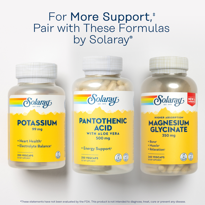 Solaray Pantothenic Acid 500mg - Vitamin B 5 - B Vitamin for Coenzyme-A Production, Energy Metabolism, Digestive Health, Hair Health, Skin and Nails Support - Vegan, 60-Day Guarantee - 250 VegCaps