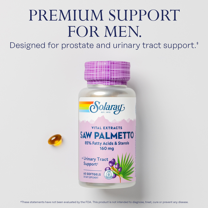 Solaray Saw Palmetto Extract - Prostate Health and Urinary Tract Support - 136 mg Fatty Acids and Sterols - Lab Verified, 60-Day Money-Back Guarantee
