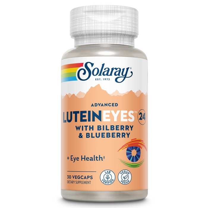 SOLARAY Advanced Lutein Eyes 24 mg - Lutein and Zeaxanthin Supplements - Eye Health Support with Blueberry and Bilberry Extract - Vegan, 60-Day Guarantee, Lab Verified  (30 Servings, 30 VegCaps)