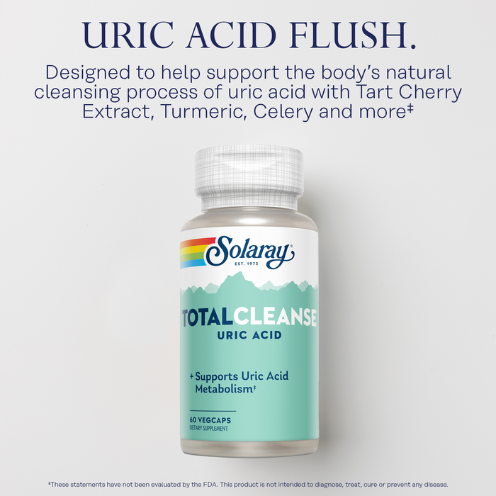 Solaray Total Cleanse Uric Acid - Joint Health Supplement - Powerful Joint Support and Uric Acid Cleanse with Tart Cherry Extract, Celery Seed, Turmeric Extract - 60-Day Guarantee, 30 Serv, 60 VegCaps