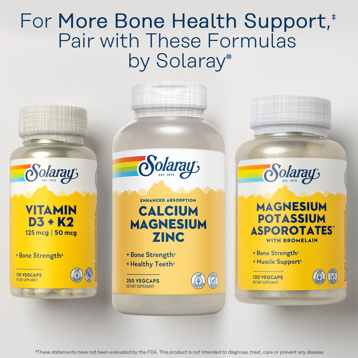 Solaray Calcium Magnesium Zinc Supplement, with Cal & Mag Citrate, Strong Bones & Teeth Support, Easy to Swallow Capsules, 60 Day Money Back Guarantee, 25 Servings, 100 VegCaps (250 CT)
