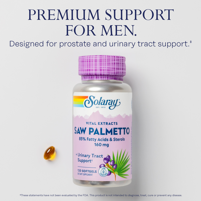 Solaray Saw Palmetto Extract - Prostate Health and Urinary Tract Support - 136 mg Fatty Acids and Sterols - Lab Verified, 60-Day Money-Back Guarantee