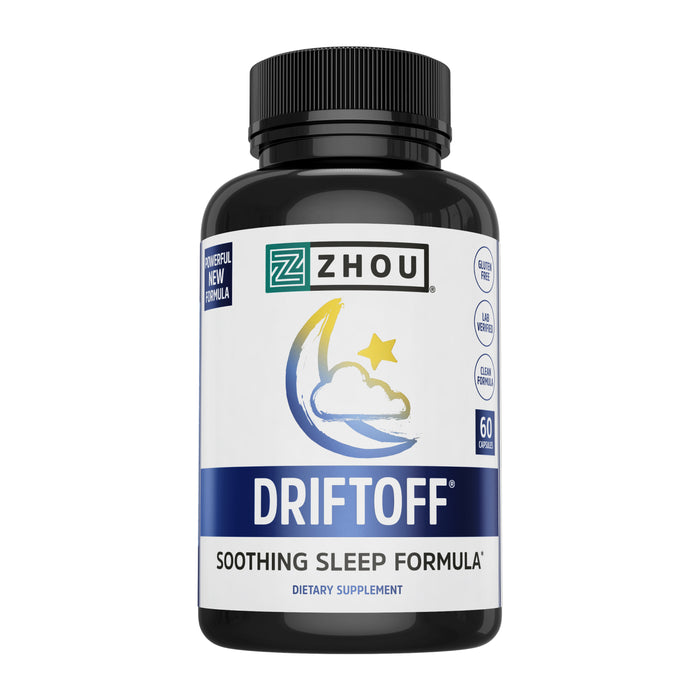 Zhou Drift Off Premium Sleep Aid with Valerian Root, Melatonin, GABA & Tryptophan, 30 Servings, 60 Veg Caps