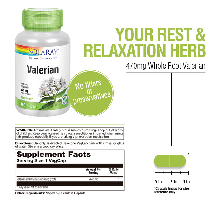 Solaray Valerian 470mg | Relaxation Support (180 CT)