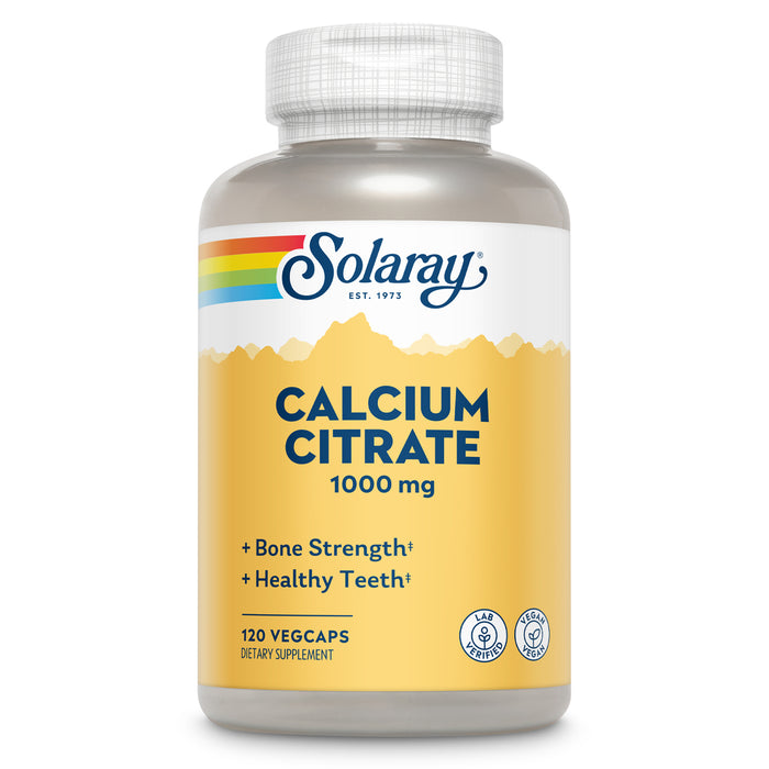 Solaray Calcium Citrate 1000mg, Chelated Calcium Supplement for Bone Strength, Healthy Teeth & Nerve, Muscle & Heart Function Support, Easy to Digest, 60-Day Guarantee, Vegan, 240ct (60 Servings) (30 Serv, 120 Count)