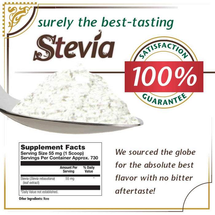 KAL Sure Stevia Extract, Organic Stevia Powder, Low Carb, Zero Calorie Sweetener, Keto Friendly, Great Taste, Low Glycemic, Vegan, Gluten Free, No Fillers, 60-Day Guarantee (1.3 oz)