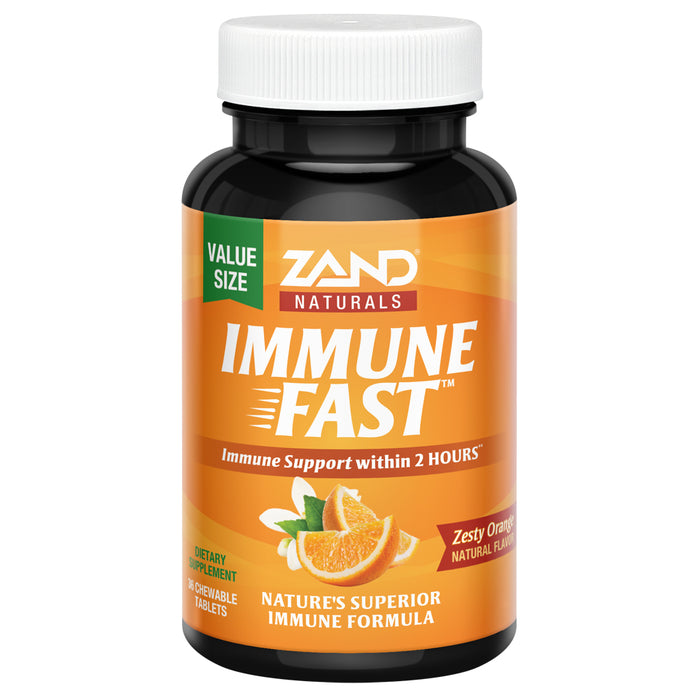 Zand Immune Fast Zesty Orange Chews | Boosts Immune Response w/ EpiCor* & Echinacea |  Extra Value Size | 36ct, 12 Serv.