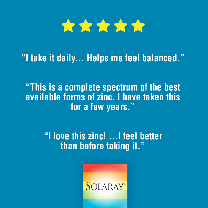 Solaray Bio Zinc 15 mg | Triple Zinc Complex for Healthy Immune System, Endocrine & Cell Function Support | 100 VegCaps