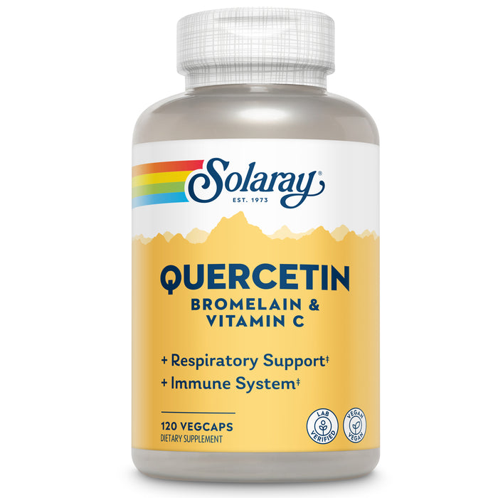 Solaray Quercetin Bromelain & Vitamin C, Immune System, Sinus, Respiratory & Antioxidant Activity Support, Vegan, 500mg of Quercetin & 1,235mg of Vit C, 60 Count (120 CT, 40 Serv)