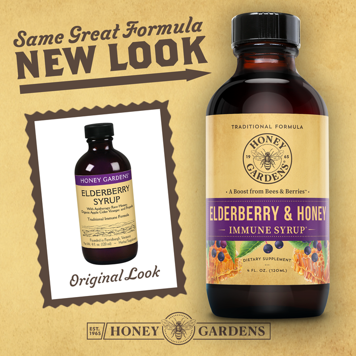 Honey Gardens Elderberry Syrup with Grade A Raw Honey, Propolis, Organic ACV & Elderberries | Traditional Immune Formula w/Echinacea  | Made in the USA