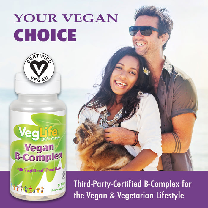 VegLife B-Complex, Vegan | For Healthy Energy Metabolism, Heart & Brain Function, Skin & Nails, Stress & Mood Support | Vegan