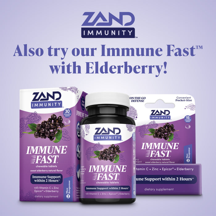 Zand Immune Fast Chews | Boosts Immune Response & Cell Activity w/ EpiCor* & Vitamin C (Orange, 30 Count)