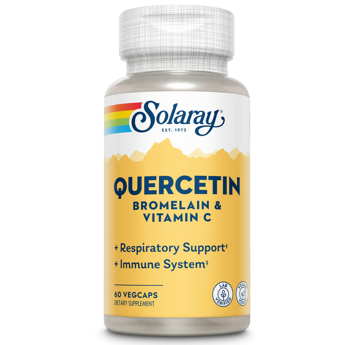 Solaray Quercetin Bromelain & Vitamin C, Immune System, Sinus, Respiratory & Antioxidant Activity Support, Vegan, 500mg of Quercetin & 1,235mg of Vit C, 60 Count (60 CT, 20 Serv)