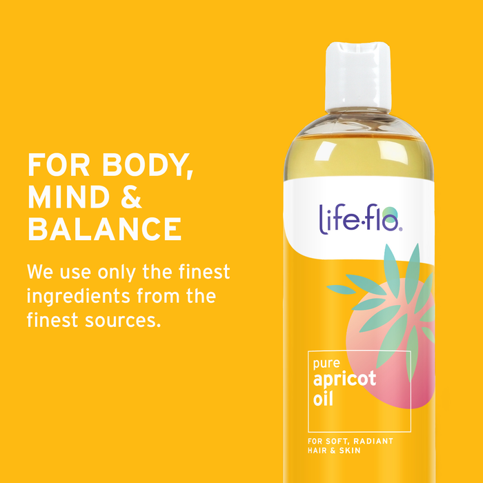 Life-flo Pure Apricot Oil, Soothing and Moisturizing Face and Body Oil, Nutrient-Rich Skin Care, Hair Care, Massage Oil and Aromatherapy Carrier Oil, 60-Day Guarantee, Not Tested on Animals, 16oz