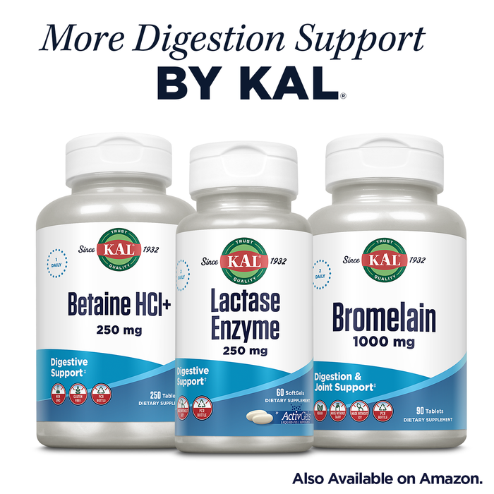 KAL Pancreatin 350mg, Digestive Enzymes for Women and Men, Pancreatic Enzymes for Digestive Health Support, Gluten Free, Non-GMO, Rapid Disintegration, 60-Day Guarantee, 500 Servings, 500 Tablets