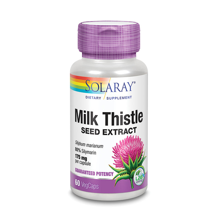 Solaray Milk Thistle Seed Extract 175mg Antioxidant Intended to Help Support a Normal, Healthy Liver Non-GMO & Vegan (60 CT)