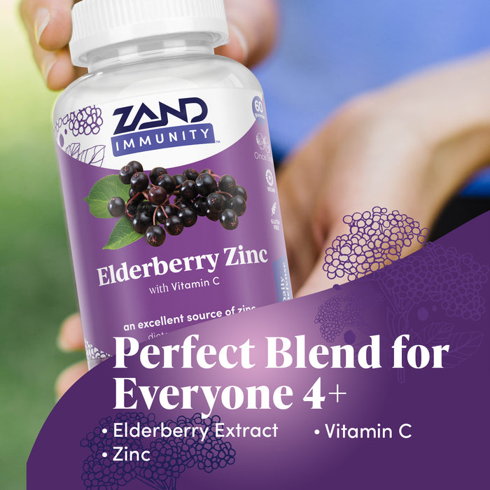 Zand Immunity Gummies | Immune Support for Adults & Kids with Vitamin C, Acerola & Rose Hips (Elderberry Zinc, 60 CT)