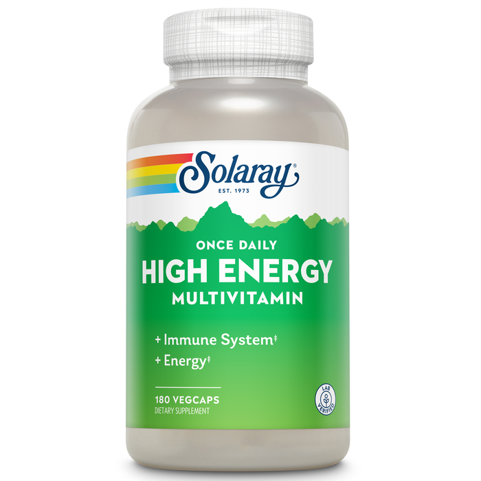 Solaray Once Daily High Energy Multivitamin, Supports Immunity & Energy, Whole Food Base Ingredients, Mens and Womens Multi Vitamin, 120 VegCaps (180 Servings, 180 VegCaps)