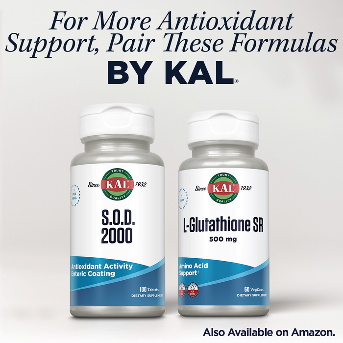 KAL S.O.D. 2000 Antioxidant Supplement - Beef Liver Source - Enteric Coated for Maximum Assimilation - Lab Verified - GMP Facility - 60 Day Guarantee - 100 Servings, 100 Tablets