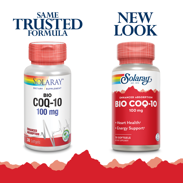 Solaray Bio CoQ-10 100 mg | Enhanced Absorption | Vitamins A & E | Healthy Heart & Cellular Energy Support (30 CT)
