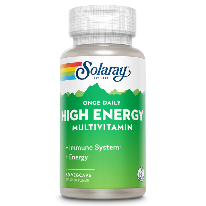 Solaray Once Daily High Energy Multivitamin, Supports Immunity & Energy, Whole Food Base Ingredients, Mens and Womens Multi Vitamin, 120 VegCaps ( 60 Servings, 60 VegCaps)