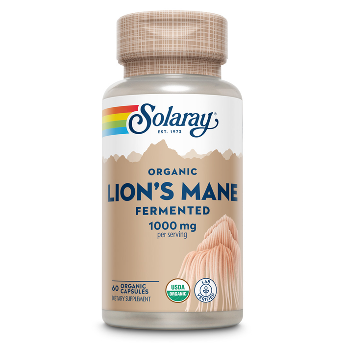 Solaray Fermented Lions Mane Mushroom | Healthy Brain Function, Mental Focus & Immune Support | 60 Vegcaps, 30 Serv