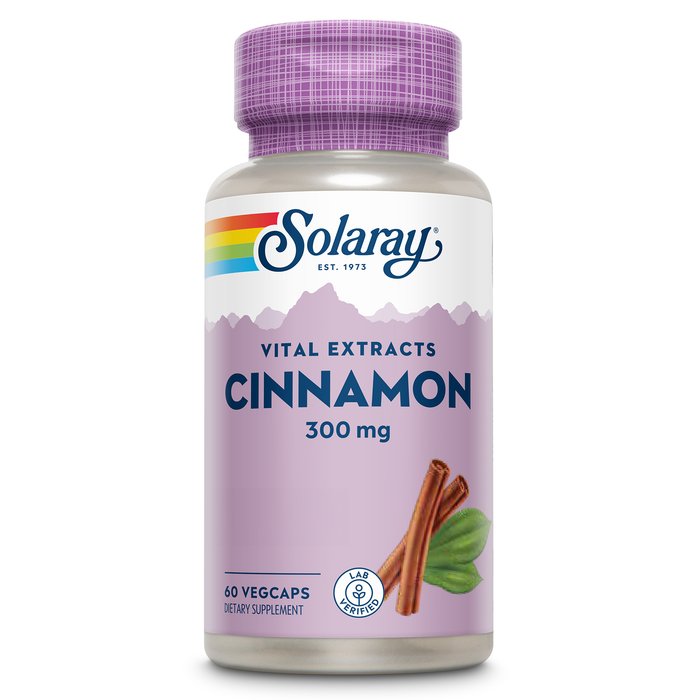 Solaray Cinnamon Extract 300mg- Cinnamon Supplements for Digestive Health and Balance with Cinnamon Bark Extract - Antioxidant Support with 24mg Flavonoids, 60-Day Guarantee, 60 Servings, 60 VegCaps