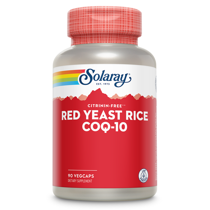 Solaray Red Yeast Rice 600 mg with CoQ10 and No Flush Niacin (Vitamin B3) - Heart Health Supplements - Non-Irradiated and Citrinin Free - 60-Day Guarantee, Lab Verified