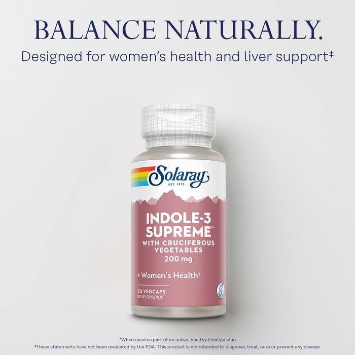 Solaray Indole-3 Supreme with Cruciferous Vegetables - Women's Health Support - DIM Plus Broccoli, Kale, and More - Lab Verified, 60-Day Guarantee - 30 Servings, 30 VegCaps