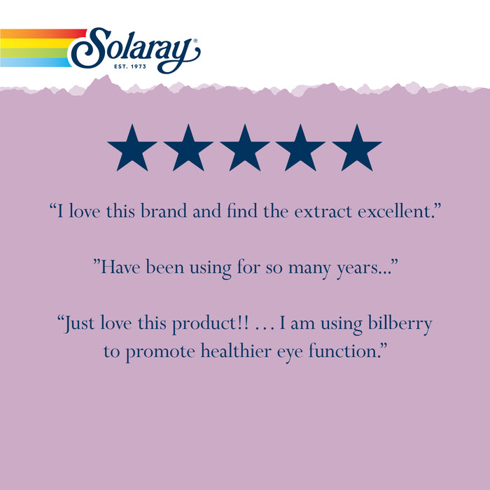 Solaray Bilberry Berry Extract 60 mg Per Capsule, Powerful Antioxidant, Guaranteed Potency For Healthy Vision & Circulation Support 120 VegCaps