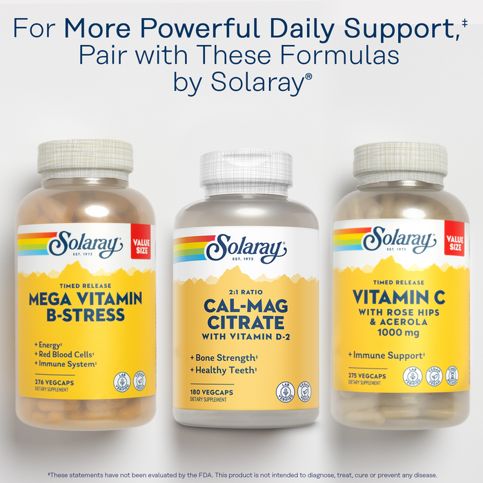 Solaray Calcium Magnesium Citrate 2:1 Ratio - Calcium Supplements for Women and Men w/ Magnesium and Vitamin D 2 - Bone Health, Muscle and Nerve Support - Vegan, 60-Day Guarantee, 30 Serv, 180 VegCaps