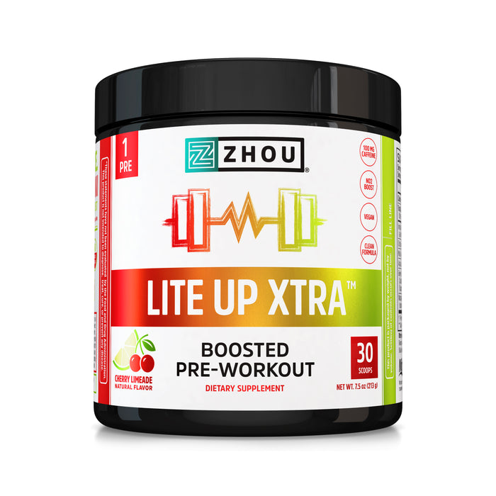 Zhou Nutrition Lite Up XTRA | Caffeinated Pre-Workout | Endurance - 30 servings, Cherry Limeade