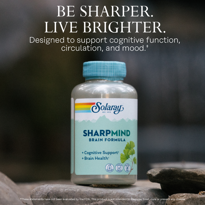 Solaray SharpMind, Cognitive Support Formula With Ginkgo Leaf, L-Dopa, Huperzine A & More for Healthy Brain, Mood & Memory Support 60 VegCaps