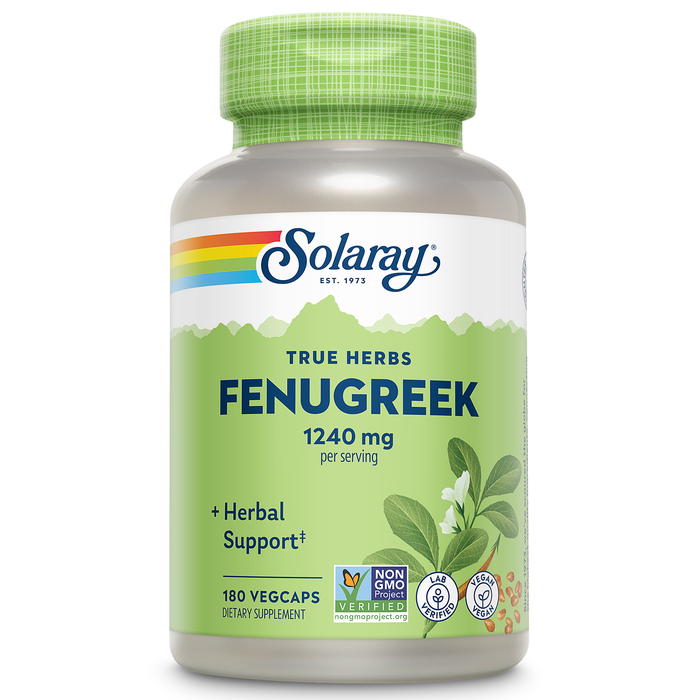 Solaray Fenugreek Seed 1240 mg, Healthy Digestion Support and More, Vegan and Lab Verified for Quality, 90 Servings, 180 VegCaps