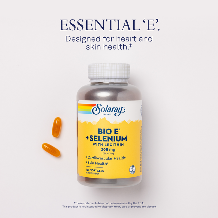 Solaray Bio Vitamin E with Selenium 400IU Healthy Heart Function, Antioxidant Activity & Skin Support High Absorption 120 Softgels