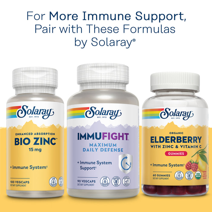 Solaray Echinacea w/ Vitamin C & Zinc 850mg Immune System Support W/ Bioflavonoids Non-GMO 100 VegCaps, 50 Serv.