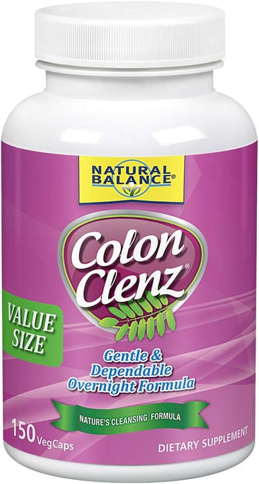 Natural Balance Colon Clenz | Herbal Colon Cleanse, Detox Cleanse, and Digestive Health Supplement - Gentle and Dependable Overnight Formula - 60-Day Guarantee (150 Servings, 150 VegCaps)