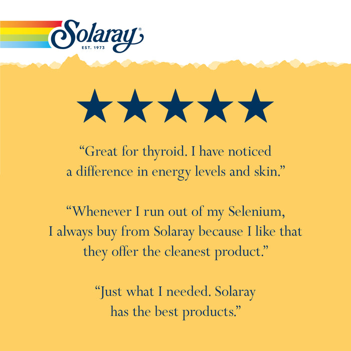 Solaray Selenium, High Potency, Healthy Immune System, Thyroid Function & Antioxidant Support, 100 VegCaps