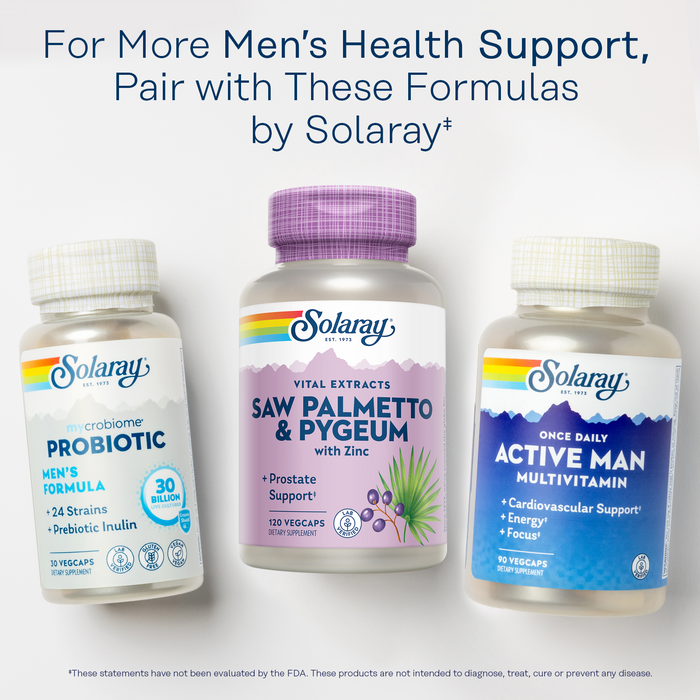 SOLARAY Saw Palmetto and Pygeum - Saw Palmetto for Men and Pygeum Bark - With Zinc, Vitamin B6, Pumpkin Seed and Amino Acids - Prostate Supplements for Men w/ Beta Sitosterol