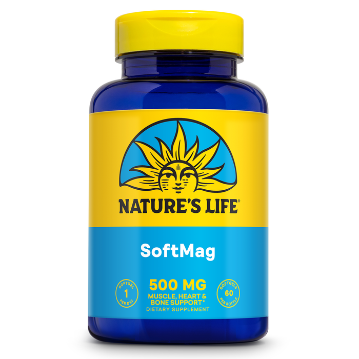 NATURE'S LIFE SoftMag 500 mg - Magnesium Complex w/ Magnesium Citrate, Magnesium Malate - Bone Health, Muscle and Heart Health Support - Easy to Swallow Softgels - 60-Day Guarantee, 60 Servings, 60ct
