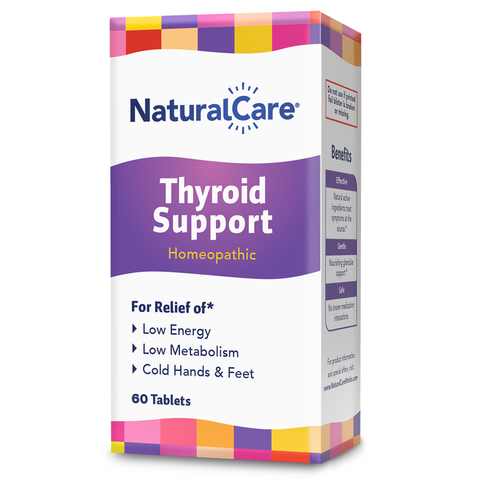 NaturalCare Thyroid Support Homeopathic, Relieves Low Energy, Low Metabolism, Cold Hands & Feet & Other Symptoms,* Advanced Formula Made to OTC Homeopathic Standards, 60 Servings, 60 Tabs