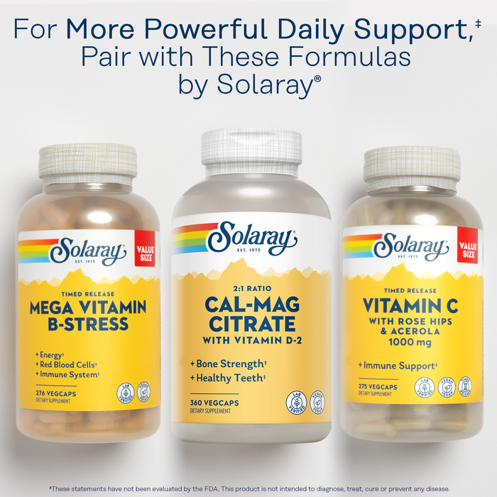 Solaray Calcium Magnesium Citrate 2:1 Ratio - Calcium Supplements for Women and Men w/ Magnesium and Vitamin D 2 - Bone Health, Muscle and Nerve Support - Vegan, 60-Day Guarantee, 60 Serv, 360 VegCaps