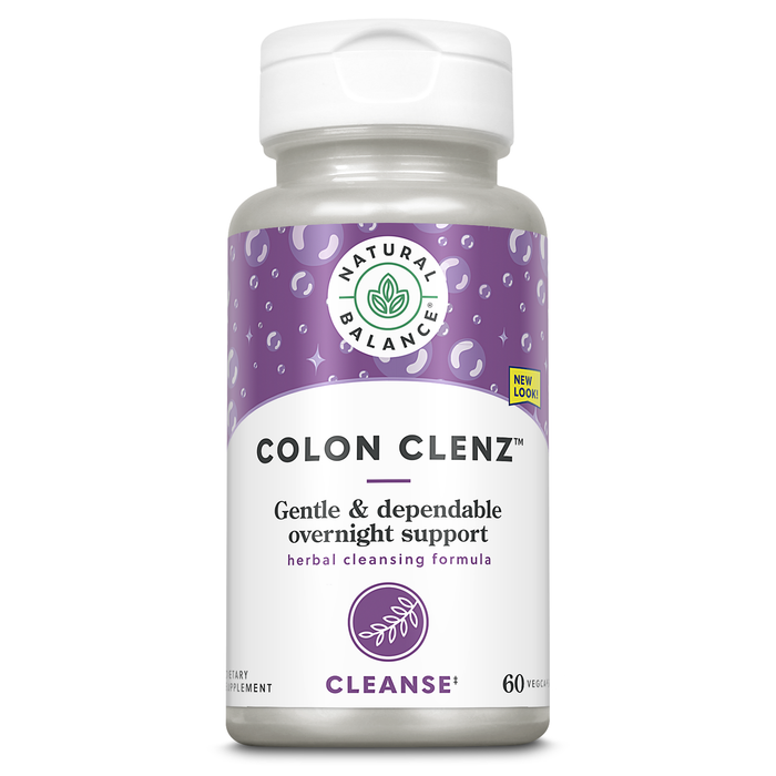Natural Balance Colon Clenz | Herbal Colon Cleanse, Detox Cleanse, and Digestive Health Supplement - Gentle and Dependable Overnight Formula - 60-Day Guarantee (60 Servings, 60 VegCaps)