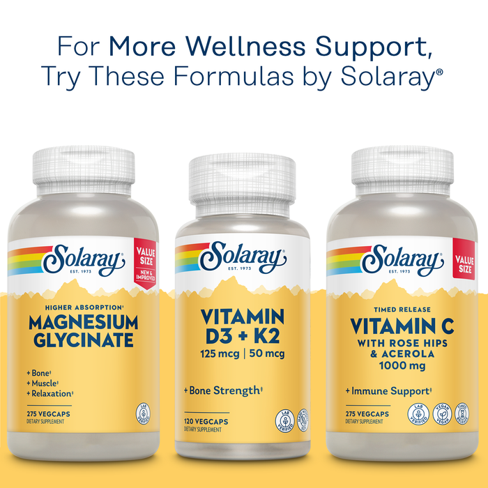 SOLARAY Mega Vitamin B-Stress - Timed Release Vitamin B Complex w/ Vitamin B12, B6, Folic Acid, Vit. C - Stress, Energy, Red Blood Cell, Immune Support - Vegan, 60-Day Guarantee (120 Count (Pack of 1))