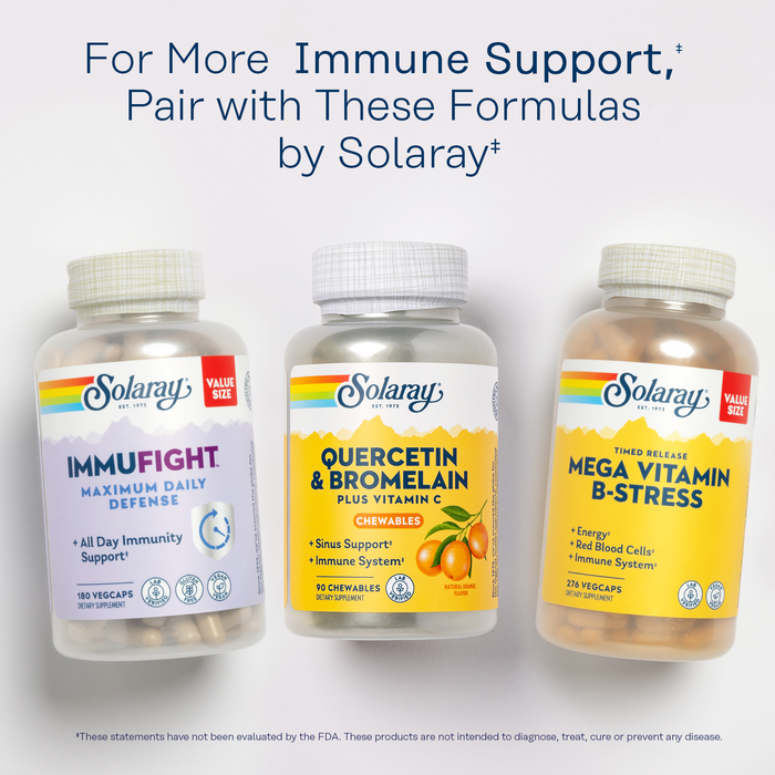 SOLARAY Quercetin with Bromelain and Vitamin C Chewables - Immune Support Supplement - Immune Defense and Heart Health Complex with 1250mg Vit C, Natural Orange Flavor, 60-Day Guarantee, 30 Serv, 90ct