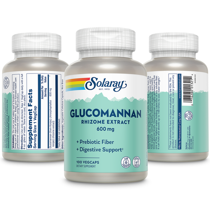 Solaray Glucomannan Rhizome Extract 600 mg | Healthy Regularity & Appetite Support | 100 Serv | 100 VegCaps