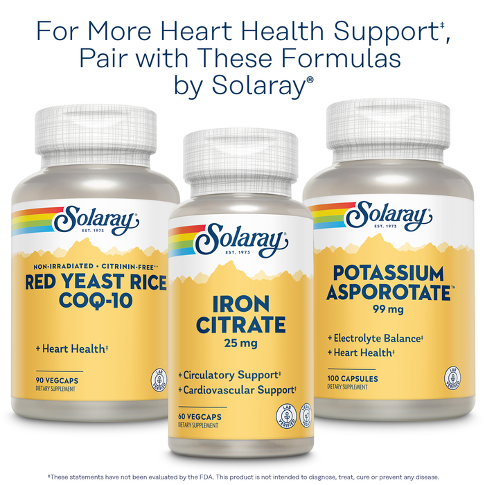 Solaray Hawthorn Berry Capsules 1050 mg, Hawthorne Supplement for Cardiovascular Function & Circulation Support, 60 Day Money-Back Guarantee, Whole Berry, Vegan, 90 Servings, 180 VegCaps