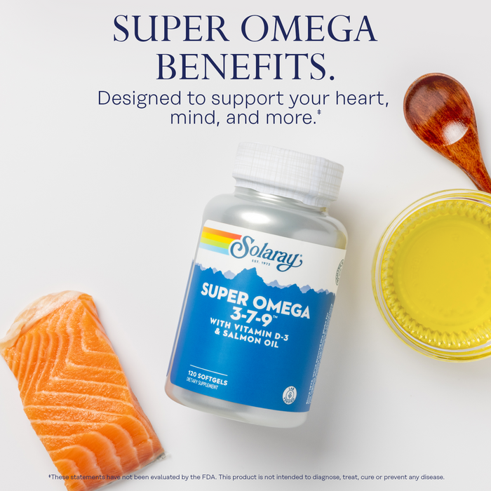 Solaray Super Omega 3 7 9 Supports Healthy Skin, More EPA, DHA, Essential Fatty Acids from Fish Oil Mini Softgel, 120ct
