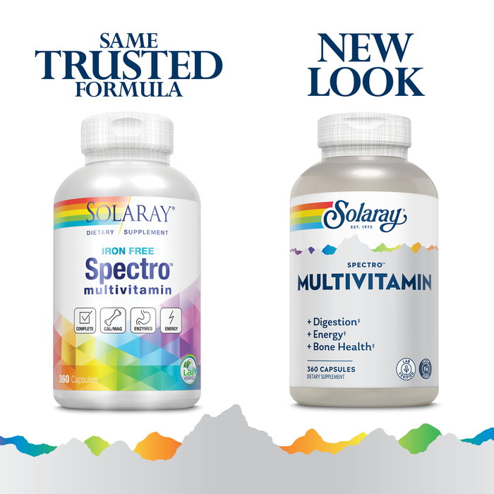 Solaray Spectro Multivitamin, w/ No Iron , Cal/Mag, Energizing Greens & Herbs w/ Digestive Enzyme